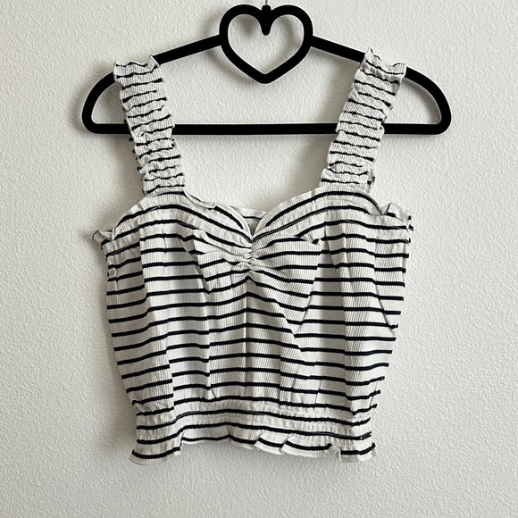 NWT Roxy Black White Striped Ruched Crop Top Size XL - Picture 8 of 8